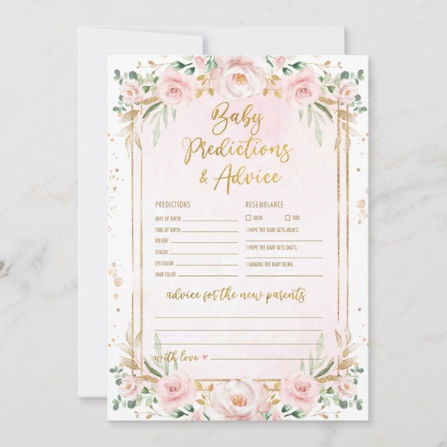 Convite Placa de Jogo de Chá de fraldas Floral de Previsõe (Frente)