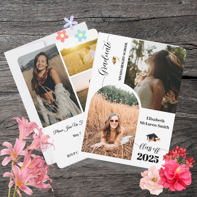 Convite Placa de lançamento do Mais velho 2025 - Graduação (2025 Senior Announcement Card - Minimalist Graduat)