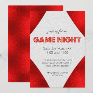 Convite Placa de Letreiro Vermelho Jogo Noturno Festa