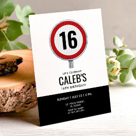 Convite Placa de Limite de Velocidade de 16 Anos - QUALQUE