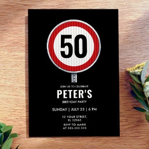 Convite Placa de Limite de Velocidade de 50º Aniversário -