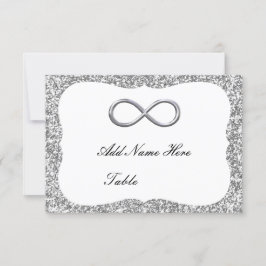 Convite Placa de Local da Mesa Infinita Silver Glitter Sil