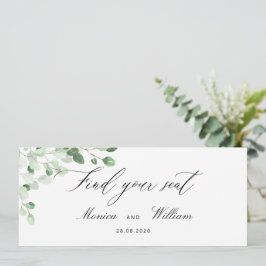 Convite Placa de Local de Casamento Floral de Greenery Bot