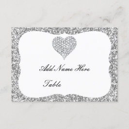 Convite Placa de Local de Mesa Cardíaca de Diamante Glitte