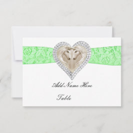 Convite Placa de Local de Mesa de Lace Verde Unicorn