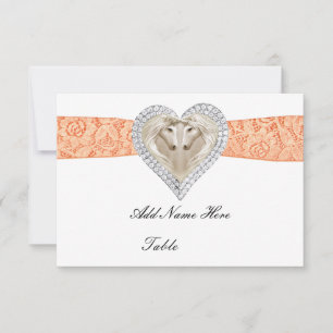 Convite Placa de Local de Mesa do Unicorn Orange Lace