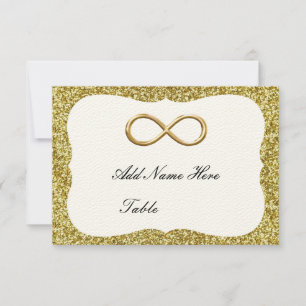 Convite Placa de lugar da Mesa Infinity Dourada Glitter