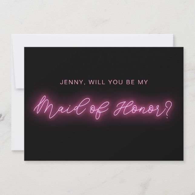 Convite Placa de Madrinha de casamento Clara Negra e Rosa  (Frente)