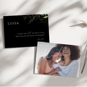 Convite Placa de Madrinha de casamento de Foto Dourada e P