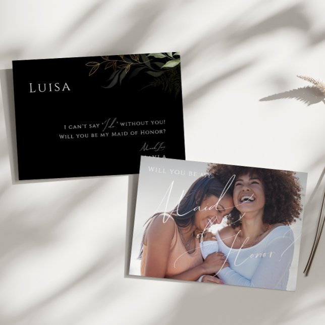 Convite Placa de Madrinha de casamento de Foto Dourada e P (Criador carregado)