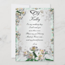 Convite Placa de Madrinha de casamento Floral Branca Elega