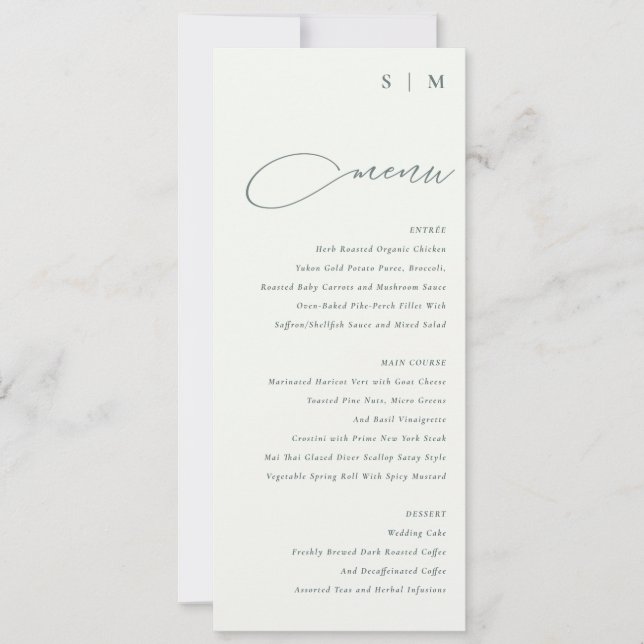 Convite Placa de menu branco preto de script simples Elega (Frente)