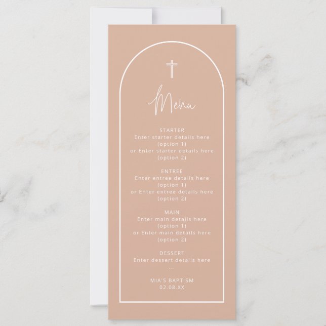 Convite Placa de Menu de Cruzamento de Arca Rosa Longa (Frente)