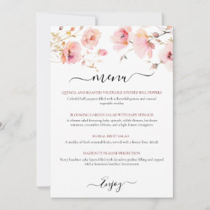 CONVITE PLACA DE MENU DE FLORES ELEGANTES DE PINCO DE WATE