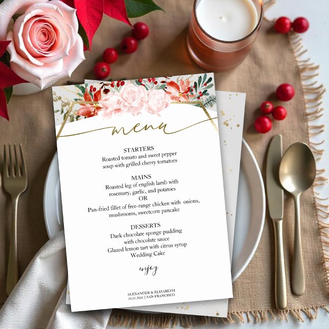 Convite Placa de Menu do casamento no inverno com Forma Fl (Criador carregado)