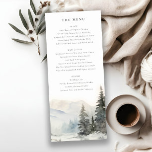 Convite Placa de Menu Paisagem da Montanha de Neve de Inve