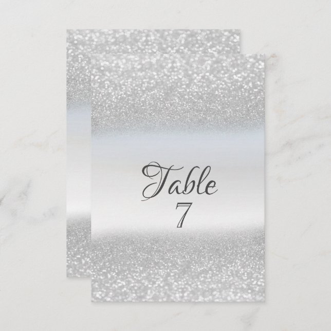 Convite Placa de Mesa de Bokeh Glitter Silver Elegante (Frente/Verso)