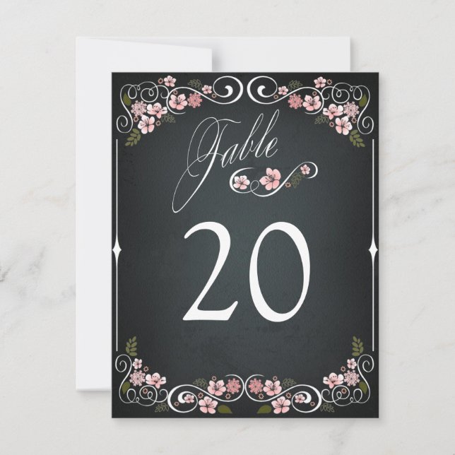 Convite Placa de Mesa de Casamento Flaoral Chalkboard Vint (Frente)