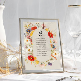 Convite Placa de Mesa de Casamento Floral Rustic Wildflowe