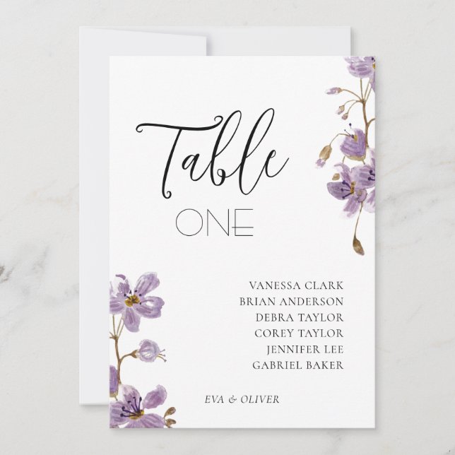 Convite Placa de Mesa de Casamento para Orquídeas de Aquar (Frente)