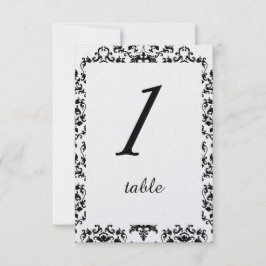 Convite Placa de Mesa de Casamento tema damasco preto e br