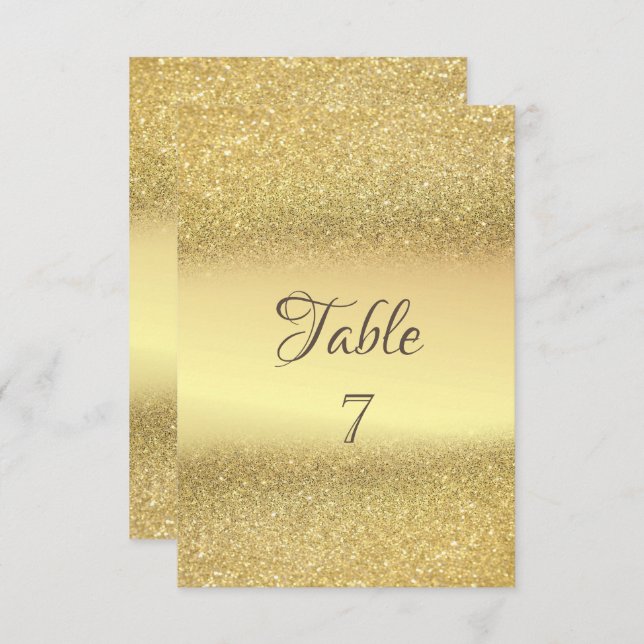 Convite Placa de Mesa de Glitter Bokeh Elegante Dourada (Frente/Verso)