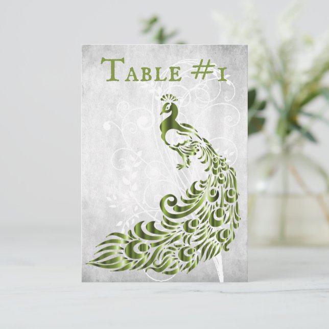 Convite Placa de Mesa de Vinha Pêssego Verde (Em pé/Frente)