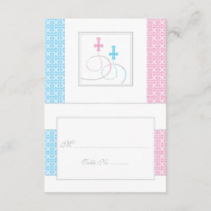 Convite Placa de Mesa do Batismo Gêmeos  Dobrar