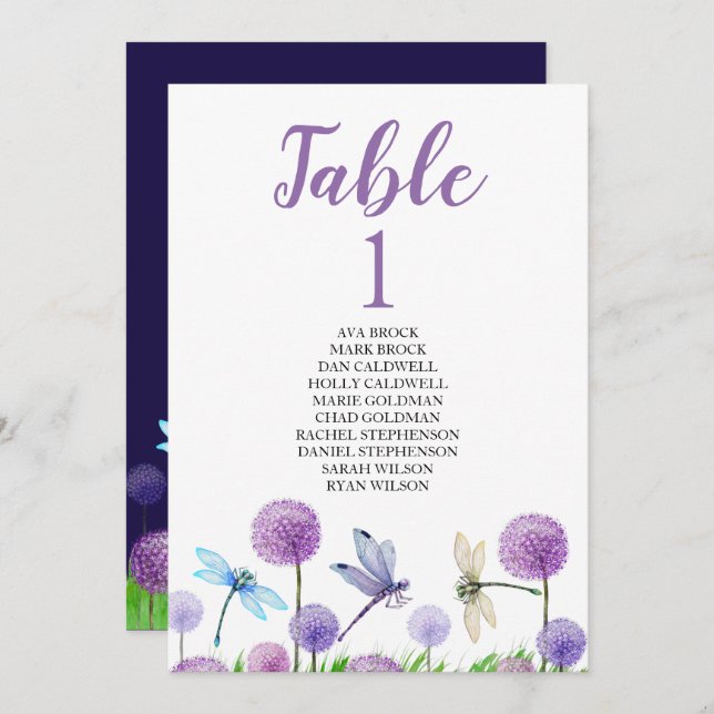 Convite Placa de Mesa do Plano de Assento - Caligrafia (Frente/Verso)