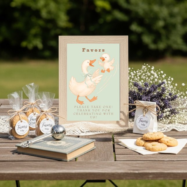 Convite Placa de Mesa Favorita do Ganso Bobo Verde (Green Silly Goose Favor Table Sign )