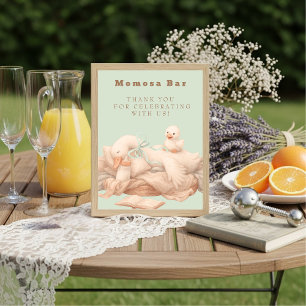 Convite Placa de Mesa Mimosa "Momosa" Um Ganso Bobo Verde