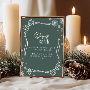 Convite Placa de Mesa Sorteio de Fraldas Green Winter Coqu