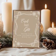 Placa de mesa Taupe Winter Coquette Cards and Gift