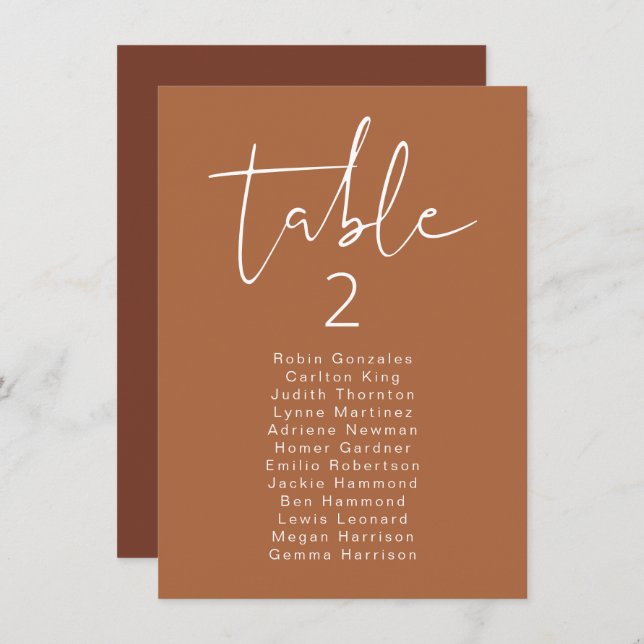 Convite Placa de Mesa Vertical Moderna do CORIANDER (Frente/Verso)