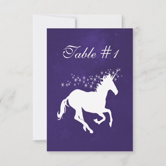 Convite Placa de Mesa Violet Unicorn (Verso)