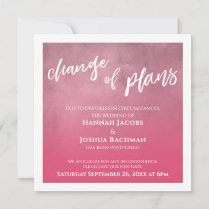 Convite Placa de Mudança de Planos de Casamento Pós-rosa N