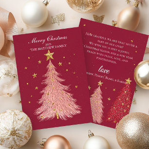 Convite Placa de Natal Dourada de Árvore Rosa Piscinada