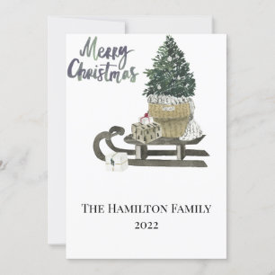 Convite Placa de Natal Sled d-água e Árvore
