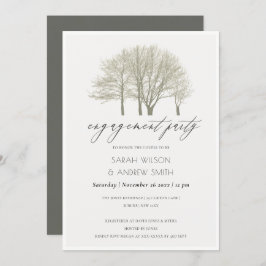 CONVITE PLACA DE NOIVADO DE ÁRVORE DO OUTONO DE CINZA DOUR