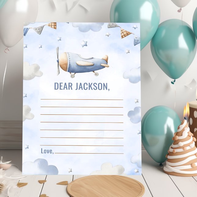 Convite Placa de Nota de Cápsula Horária do Avião viagens  (Criador carregado)