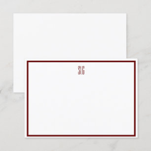 Convite Placa de Nota Plana Burgandy e White Monogramas
