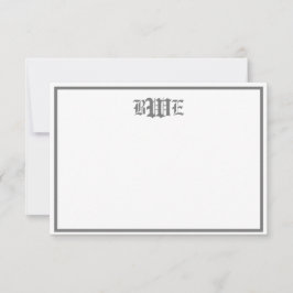 Convite Placa de Nota Plana com Monograma e cinzas Brancas