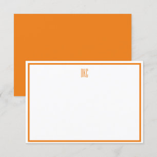 Convite Placa de Nota Plana, com Monograma Laranja e Branc