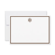 Placa de Nota Plana Marrom e branca com Monograma