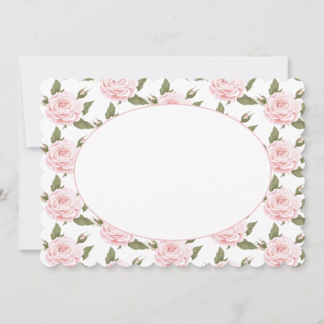 Convite Placa de Nota Plana ou Rosas Rosa de Convite-Vinta (Frente)