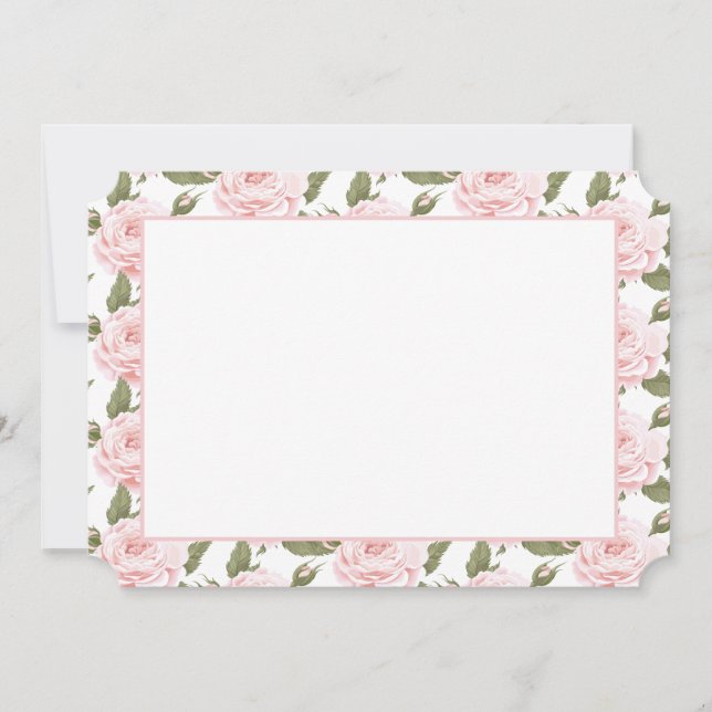 Convite Placa de Nota Plana ou Rosas Rosa de Convite-Vinta (Frente)