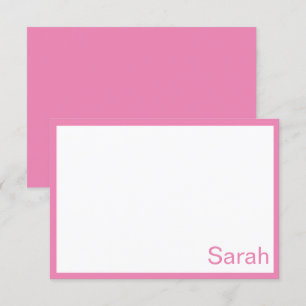 Convite Placa de Nota Plana Personalizada Rosa e Branca