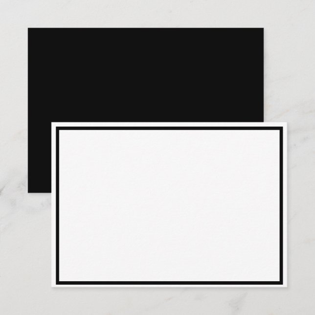 Convite Placa de Nota Plana Preta e Branca (Frente/Verso)
