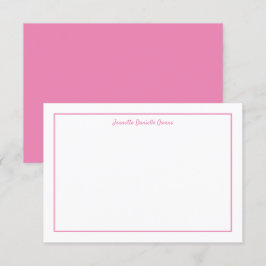 Convite Placa de Nota Plana Rosa e Branco Monograma
