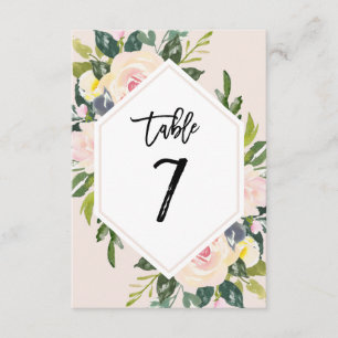 Convite Placa de número da Mesa 7 com Blush Floral